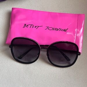 Betsey Johnson Black Sunglasses with Pink Trim